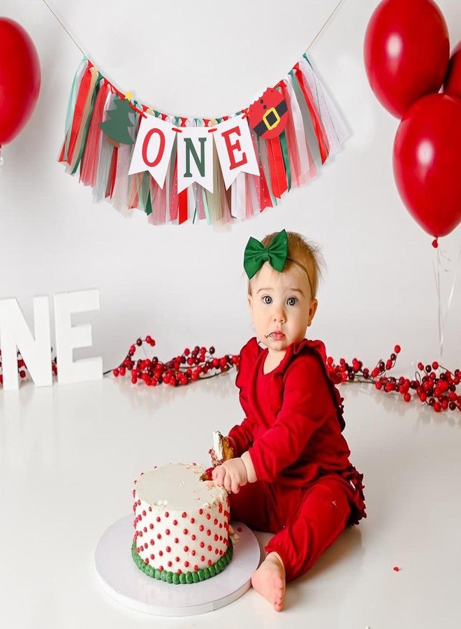 HIKLO Christmas 1st Birthday High Chair Banner - My First Christmas Highchair Banner, Best Christmas Tree One Birthday Party Supplies, Santa Party Decorations for Baby, Holiday Cake Smash Photo Props - Image 5